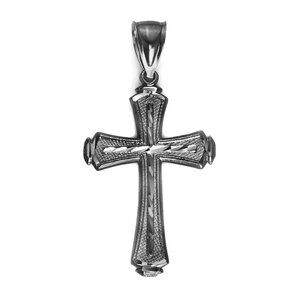 925 Black Sterling Silver Cross Pendant - Religious Jewelry Gifts for Men
